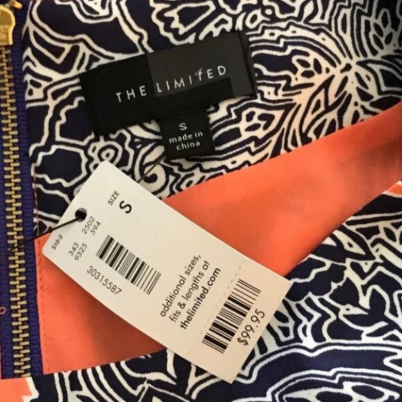 The Limited Orange Navy Paisley Print Dress size S New with Tags - Picture 8 of 9